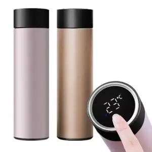 투톤 이중 스테인리스 온도 표시 슬림 휴대용 스마트 보온 텀블러 검정 뚜껑