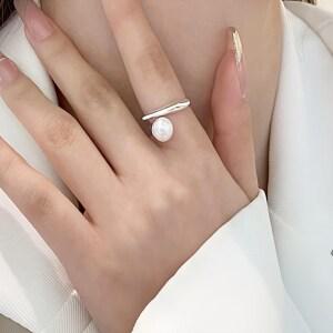 웰리나 진주 오픈링 여성 반지