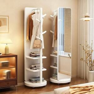 스탠드 전신거울？ 360도 회전 겸용 수납행거 옷장