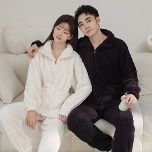 NUNUHANA 겨울 집업 커플 수면 잠옷 상하의 세트