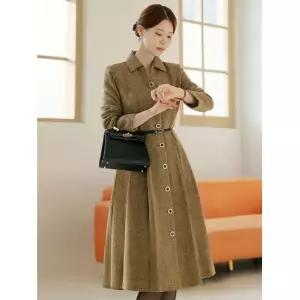 시크라인 ~XXL까지 아두산 오픈카라 헤링본 벨트 원피스 겨울 하객룩 오피스룩 모임룩 격식룩 연말룩 빅사