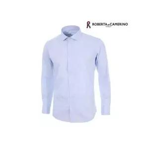 [Roberta di Camerino] RO33512 TR스판 블루 솔리드 슬림핏 셔츠_P409570291