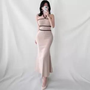 여성 파티 홀터넥 오프숄더 머메이드 롱 드레스 (35333395)