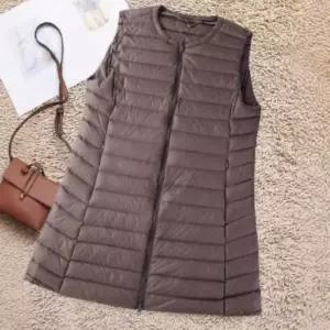 여성 경량 롱 패딩 베스트 노카라 퀼팅 디자인 (42237325)