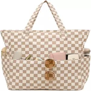 레다오우 대형 비치백 여성 방수 샌드프루프 지퍼 비치 토트 풀백 수영장 여행용 가방 체육관 식료품