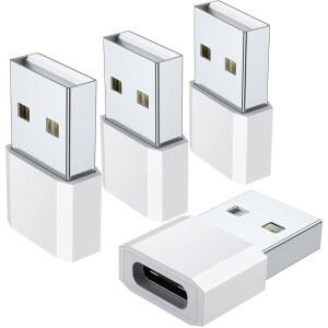 USB C 암수에서 남성 어댑터(4팩), 타입 충전 코드 연결 A 17용 충전기 16 15 14 13 12 11 프로 맥스, 에어 5 미니 6, 삼성 갤럭시 S25 S24 S23 S22 울트라, 구글 픽셀 9