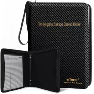이톤 필름 네거티브 보관함 블랙 PU 가죽 13.18x7.08x1.96 인치 벨벳 안감이 있는 3링 바인더 앨범 35mm