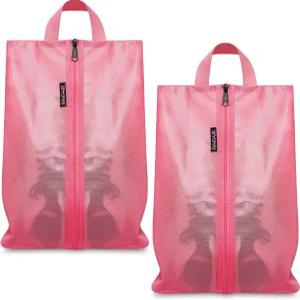 여행용 바게일 신발 가방 옷장 보관용 2세트 YKK 지퍼가 달린 투명 포장 정리함(L 17 x10 x5 코랄 2개)