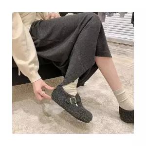 여성용 슬리퍼 울버켄 슈즈 속가보시 기모 털털 일자 플랩 면 CH5