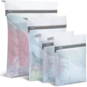 델리케이트용 후디 메쉬 세탁 가방 4개 델리케이트 세탁용 링제리 (큰 사이즈 중간 작은 사이즈)