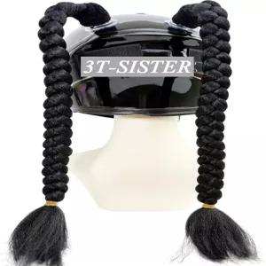 오토바이 스키 자전거 헬멧 장식용 석션 컵이 달린 3T-SYSTER 땋은 양갈래 머리 2피스