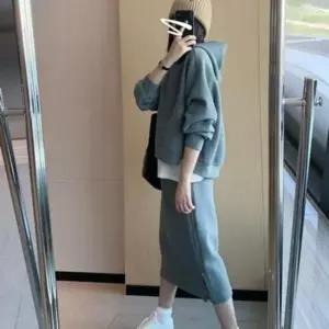 맨투맨 인기 후드 치마 투피스 세트 봄가을 데일리 패