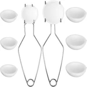 Asany 10개 소형 용융 세라믹 도가니 접시 컵 세트 8개 석영 2개 골드 실버 구리 채찍 집게 손잡이 2A 보석