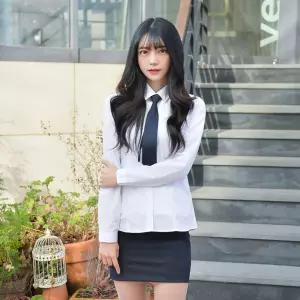 교복몰 프리미엄 여성 각카라 교복셔츠 파랑체크 교복.