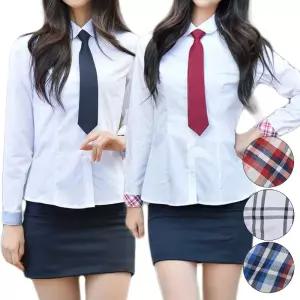 교복몰 (2장 패키지) 여자 둥근카라 화이트 셔츠 교복.