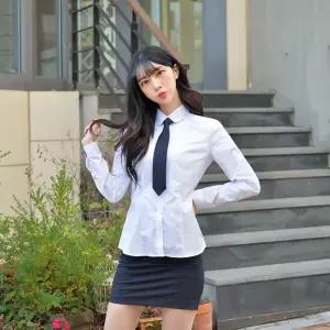 교복몰 프리미엄 여성 둥근카라 교복 셔츠 파랑체크.