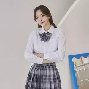 교복몰 심플 포켓 긴팔 블라우스 교복셔츠 교복 학생.