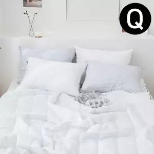 [콩심팥심]파르페 리플 순면 여름 이불 패드세트 퀸 Q (패드 화이트.이불