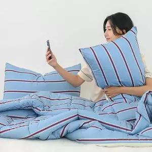 [콩심팥심]이불베개세트 레트로 시리즈 M2 차렵이불 베개커버 세트 퀸 Q (블루)