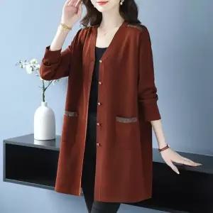 여사친 롱 니트 춘추 스타일 가디건 쿨링 겉옷 카디건 중기장 빅사이즈 SPO마켓3