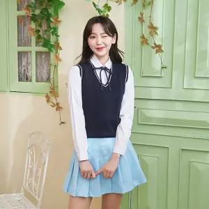 교복몰 보풀방지 네이비 화이트라인 교복조끼 교복.