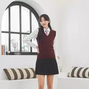 교복몰 보풀방지 와인 교복조끼(여자) 교복 학생복.