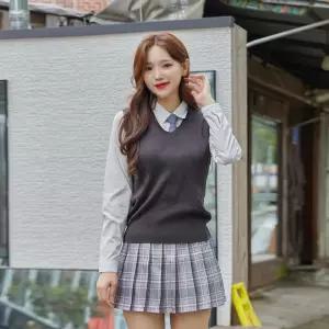 교복몰 보풀방지 차콜 교복조끼(여자) 교복 학생복.