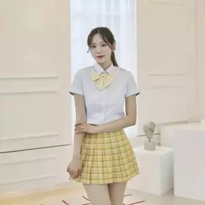 교복몰 딥옐로우 체크 스커트 교복 학생복 교복치마.