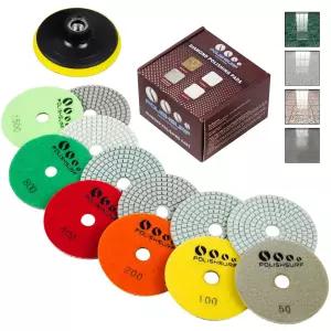 다이아몬드 연마 패드 4인치 습식 건식 세트 7개 콘크리트 대리석 석영 석재 조리대 화강암 연마용 -