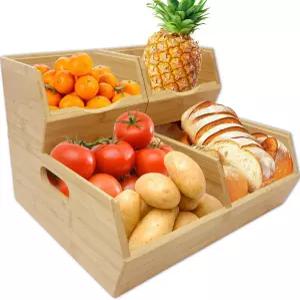 민부 대나무 쌓을 수 있는 팬트리 보관함 감자와 양파 정리용 과일 바구니 주방 카운터용 그릇 및 채소