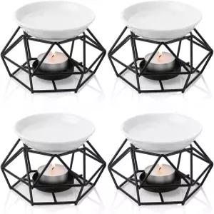 미모루 4개 로맨틱 에센셜 오일 버너 블랙 메탈 왁스 멜트 버드 네스트 스타일 청록색 워머 섬세 캔들 홀더