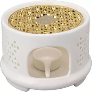 스푼 뚜껑과 캔들 홀더가 있는 티포트 워머 세라믹 히터 커피 가열 장치 유리 워밍 스탠드 우유용 (흰색)