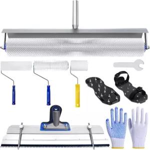 젝시파이 에폭시 바닥 공구 키트 18인치 스파이크 롤러 바닥재용 슈즈 레벨링 레이크 셀프 콘크리트용