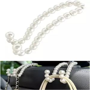 DXNQ 우아한 진주 카시트 헤드레스트 후크 핸드백 지갑용 귀여운 보관 정리함 여성용 인테리어 장식 행거