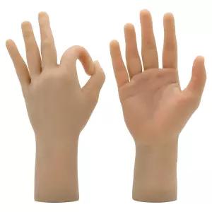 현실적인 실리콘 남성 손 모형 가짜 유연한 손가락 구부릴 수 있는 아크릴 네일 마네킹 보석 전시 아트