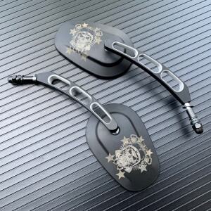 바이크 오토바이 블랙 스컬 백미러 할리 다이나 스포츠스터 소프테일 투어링 일렉트라 글라이드 울트라 스