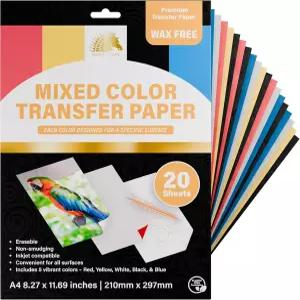 마이아트스케이프 흑연 전사지 20장의 혼합 시트 - 왁스 프리 지워짐 얼룩 드로잉 및 트레이싱에 이상적