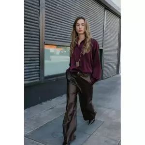 [ZARA] 자라 새틴 벌룬 셔츠 - 버건디 3610147