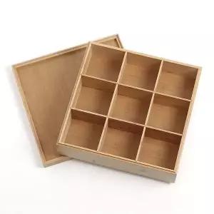 [하프클럽/셀러허브]손잡이형수납박스 공간박스 9칸 대나무 수납보관함 덮