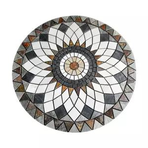 정원 장식 타일 전원주택 원형 테라스 돌 돌장식 옥상