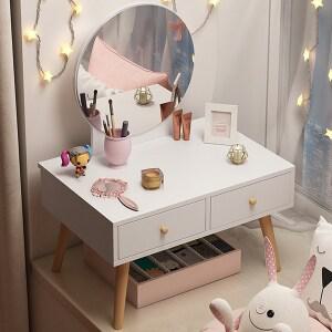 FANOBO 좌식 화장대 서랍장+원형화장 거울