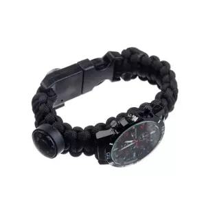 구난팔찌 군인시계(블랙) 생존팔찌 칼 휘슬 부싯돌 로프 등등