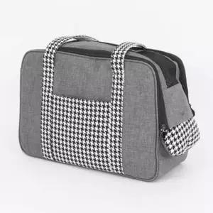 [반려] 강아지 체크 이동가방 다크실버 1P 애견 외출 캐리어