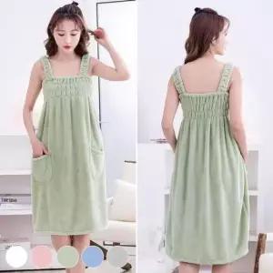 사우나용품 흡수력 좋은 주머니 착용 편한 밴딩 원피스 샤워가운