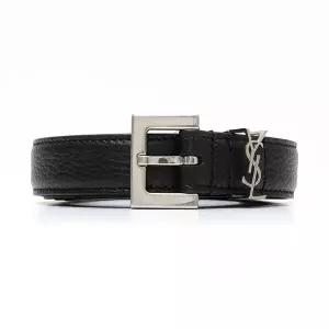 (당일) 24FW 생로랑 모노그램 은장 로고 그레인 블랙 레더 남성 벨트 612616 DTI0E 1000
