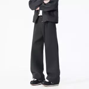 남성용 팬츠 모직 겨울 캐주얼 정장 아이템 기모 트렌디 양니자드 와이드 면린넨 양면 HT4