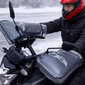 한겨울 오토바이 보온 핸들커버 바람막이 투명 세트방한장갑 토시 덮개