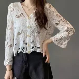 [신상오픈런]여성 독특한 짜임 뜨개질 브이넥 긴팔 가디건 (38283973)