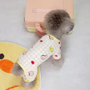 강아지 실내복 내복 체크 올인원 소형견 중형견 옷 [포미런]