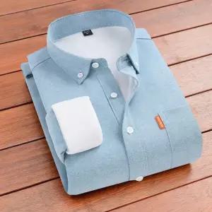 겨울 이너 도톰 비지니스 빅사이즈 레이어드 트렌디 청년 아이템 솔리드 남성셔츠 남방 기모 HT4